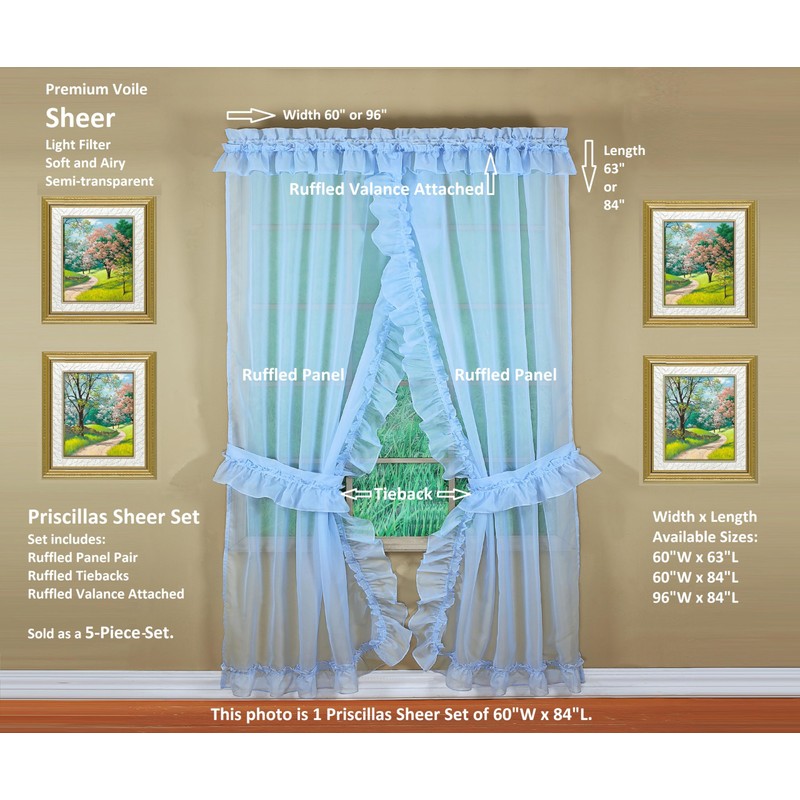 Today's Curtain, Emelia Priscilla Sheer Pair 60" W x 63"