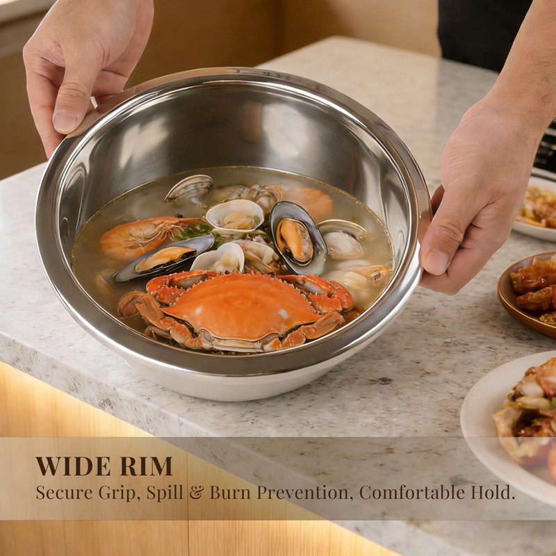 3-Piece Metal Mixing Bowl Set, Stainless Steel, Nesting