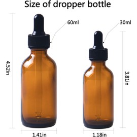 Easeen 24 Pack 2oz Amber Glass Dropper Bottles, Eye Dropper Bottles with Glass Droppers for Essential Oils, Perfumes(2oz-24Pack, Amber)