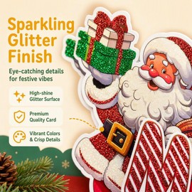 3D Paper Christmas Hanging Banner | Large Long Santa Xmas Door Sign & Garland Decor | Holiday Party Wall Ornament for Indoor Home, Doorway, Window & Living Room Decoration
