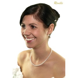 Rivelle Women's Pearl Necklace 40 cm Pearl 5 mm Chain Pearl Necklace Gift Box, Sterling Silver, Pearl