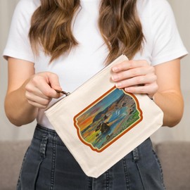 Cape San Sebastian, Oregon, Pacific Ocean View, Vintage Artwork, 100% Cotton Zipper Pouch, Travel Accessory, Go Bag