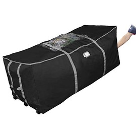 ProPik Rolling Christmas Tree Storage Bag, Fits Up to 9 Foot Tall Disassembled Trees, 25" X 25" X 60", Extra Large Heavy Duty Xmas Container with Wheels, Handles and Straps (Black)