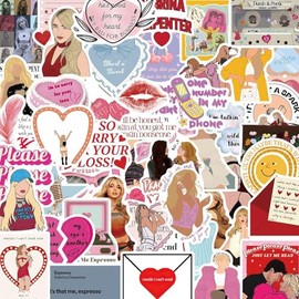 50pcs Music Singer Sabrina Carpenter Stickers Pack,Vinyl Waterproof Sticker Decals for Water Bottle, Laptop, Phone, Scrapbooking, Journaling Choice for Adults for Party Supply Decor