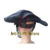Wrap-around split welding helmet bib with crimp seals to fit