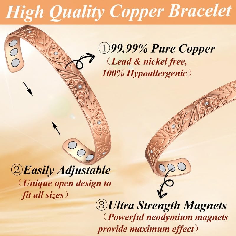 Cigmag 9X Lymphatic Drainage Copper Magnetic Bracelet for Women 99%