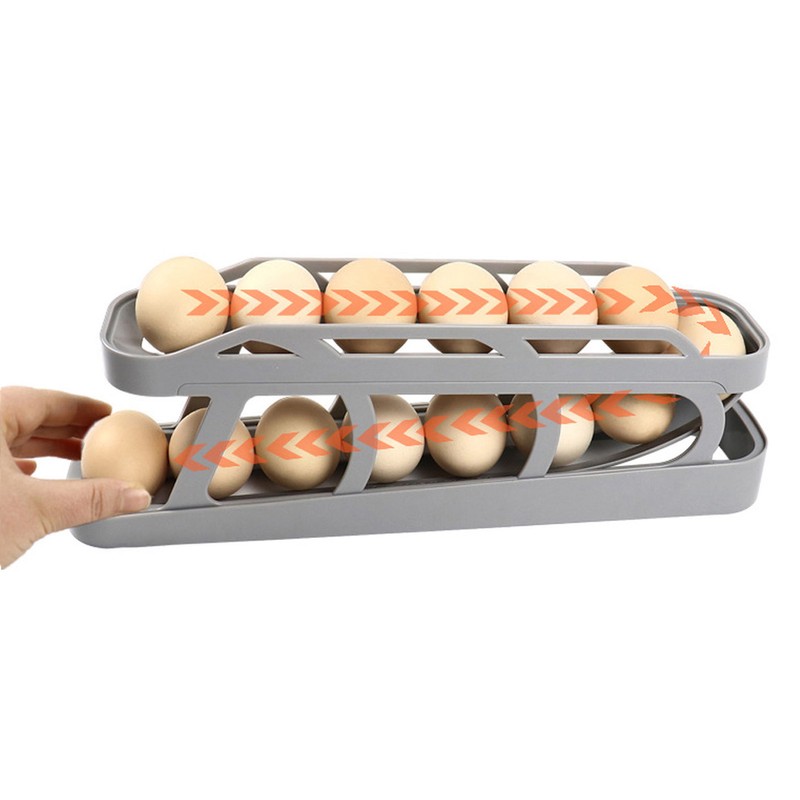 Rolling Egg Dispenser 2 Tier Space Saving Automatic Roll Down