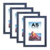 Navy Blue Wooden A5 Picture Frame Set of 4, Freestanding