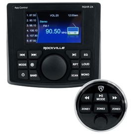 Rockville RGHR-ZA 4 Zone Marine Gauge Hole Receiver Bluetooth App Control+Remote