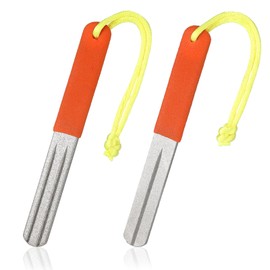 Skylety 2 Pcs Hook Sharpener Hook File for Fishing Diamond File with Handle Portable Double Sided Fine and Medium Grit for Fishing(Orange)