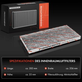 Frankberg Cabin Air Filter Activated Carbon Filter Cabin Air Filter Cabin Air Filter System Pollen Filter Climate Filter Ventilation Filter Replacement # 1123200010