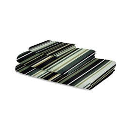 Yukro 3 Piece Bath Towel Set, Black Green Stripe 1 Bath Towel, 1 Hand Towel and 1 Wash Cloth Microfiber Towel, Highly Absorbent Ultra Soft Towels for Bathroom Pool Gym