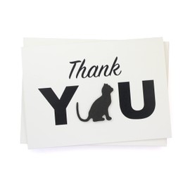 Cat Thank You Greeting Notecard Handmade 5x7 card black cat silhouette single card with envelope blank inside