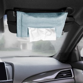 pack all Tissue Case for Car Tissue Cover Suede Fabric Sun Visor Headrest Car Supplies Storage Car Tissue Box (Light Blue)