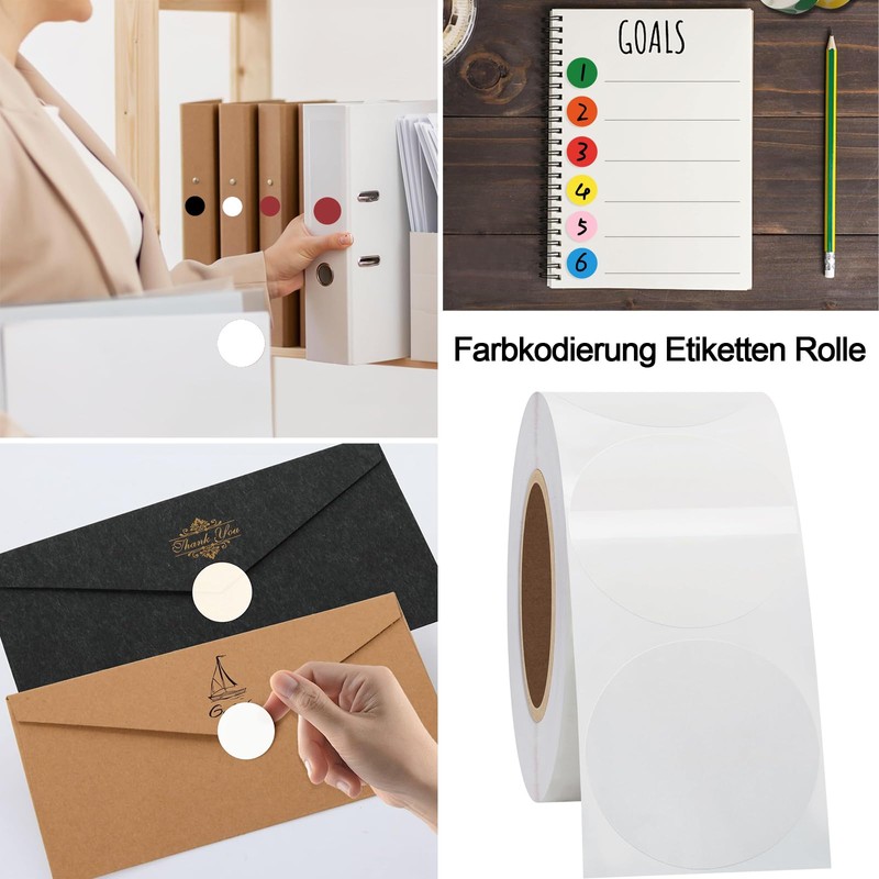 Round Stickers 25 mm, Colour Coding Labels Roll, Pack of