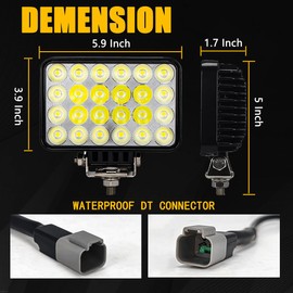 Adzoon LED Tractor Lights 2PCS 6 Inch 10000LM 12v LED Flood Light Square LED Work Light for Truck Heavy Equipment Vehicles Golf Cart Boat ATV UTV