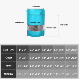 ODDIER 6.3"x9.5" 120pcs Mylar Bags for Food Storage,Smell Proof Bag with Matte Window Resealable Food Storage Bags for Small Business, Stand-up Foil Pouch Packaging Freeze Dried Candy Bag(Blue)