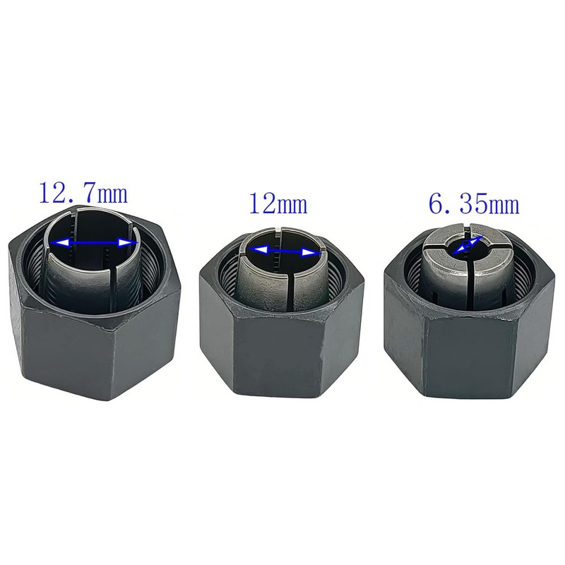 1/4",1/2",12mm Router Collet And Nut Set For Dewalt DW6214 DW618