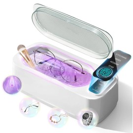 Ultrasonic Cleaner,48KHz Professional Ultrasonic Cleaner Machine, 304 Stainless Steel with UV Lights and 4 Modes Jewelry Cleaner Ultrasonic Machine for Jewelry, Dentures, Eyeglasses, Rings,Coin