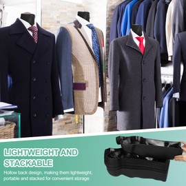 Beeveer 10 Pack Male Mannequin Torso with Stand, Dress Form Maniquin Body Tshirt Display Waist Hollow Back Body with Hanging Hook for Counter Clothes Display Shows Photos or Design, S-M Sizes Black