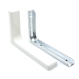 DOJA Barcelona | White Shelf Brackets | 4 Wall Shelf Support | 115x78mm | Metal Square with Plastic Cover | Resistant Squares for Work Bench, Book Support...