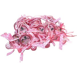 12 PCS Pacifier Baby Stork Bird Polka Dot Acrylic Ribbon Necklaces Baby Shower Game Favors Prize Decorations Boy Girl (Pink)