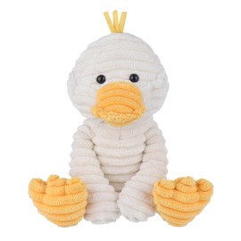 Apricot Lamb Toys Plush White Corduroy Duck with Thin Foot Stuffed Animal Soft Cuddly Perfect for Kids 9.8 Inches