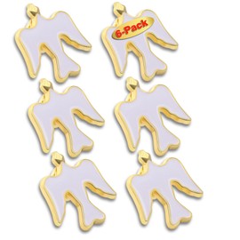 6Pack Holy Spirit Dove Enamel Lapel Pin-Religious Christian Peace Dove pins Baptism, Confirmation, and Memorial Gifts White Gold Plated