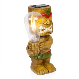 Alpine Corporation SLL2606SLR-HH Solar-Powered Tiki Statue with Lights, Solar Tropical Tiki Garden Statue, 9" H, Multicolor