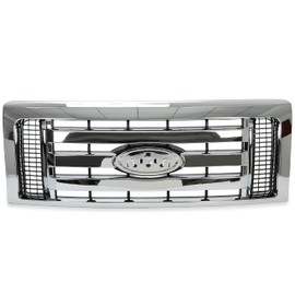 HECASA Front Bumper Grill Compatible with 2009-2012 Ford F150 9L3Z8200D FO1200511 Bumper Guard Cover Hood Grille Shell Chrome Silvery