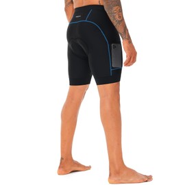 SPEEDCYC Men's Cycling Shorts Padded Cycling Shorts Men's 2 Pockets Cycling Shorts Breathable with Non-Slip Leg Grippers UPF 50+, Blackblue, 3 XL