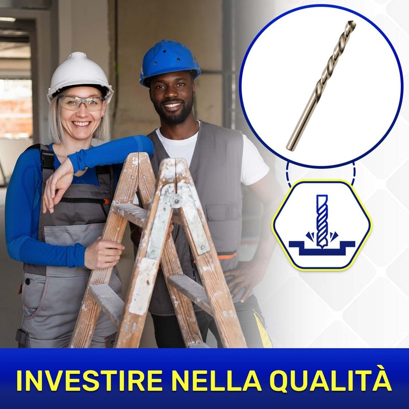 2 Pezzi HSS Punte Trapano Metallo Professionali Ø 8 mm