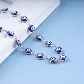 TseenYi Evil Eye Choker Necklace Boho Evil Eye Beads Necklace Short Choker Necklace Chain Jewellery for Women and Girls Gifts (Gold)