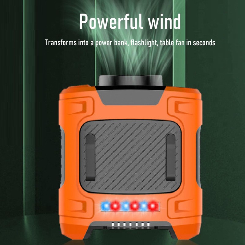 Greensen 10.000 MAh USB-Hüftventilator mit Trageband, Integrierter Typ-C-Eingangsanschluss, 3-Gang-LED-Licht, Nackenventilator,