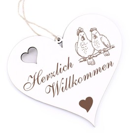 Herzlich Willkommen Sign, Chickens, Decorative Heart, Wooden Welcome Sign, Door Sign, Door Decoration