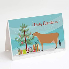 Jersey Cow Christmas Greeting Cards and Envelopes Pack of 8