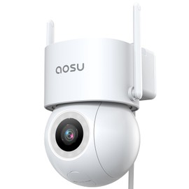 aosu Security Camera, Outdoor, Wireless, 5 Megapixels, LED Sensor Light, Enhanced 360 Degree Wide Angle Photography, Power Cord Type, 2.4 Gwifi Compatible, 24 Hour Continuous Recording, Automatic