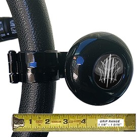 Tricktoppers Metal Heavy Duty Universal Gloss Black Aluminum Steering Wheel Spinner Suicide Brody Knob For Hot Rod Customs Car Truck SUV Tractor Trailer Big Rig Boat (USA BRAND) Pinstripe Grey White