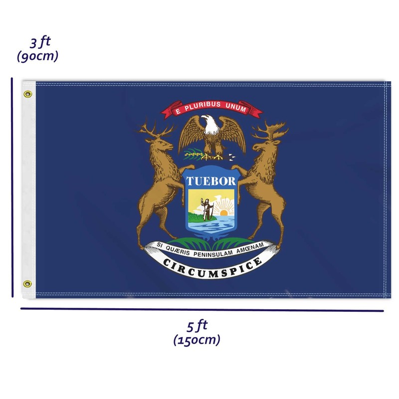 3×5 FT Michigan Flag, Large 100D USA State Outdoor Banner,Doube