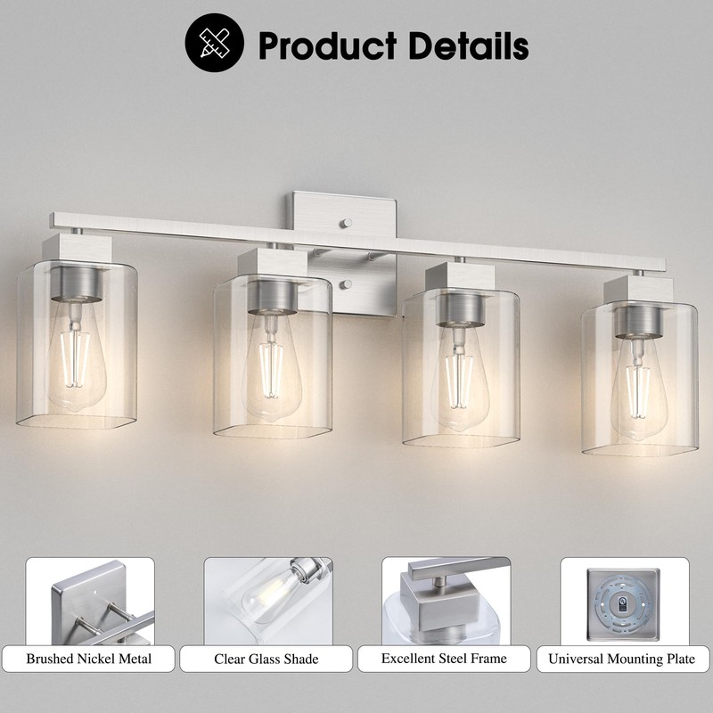 Espird 4 Light Bathroom Vanity Light - Brush Nickel Bathroom