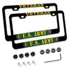 2 Pcs License Plate Frame for U.S. Army Veteran Black