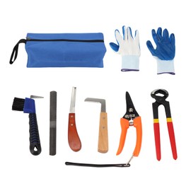 YINSHCO 8 Inch 8 Pcs Farrier Tool Kits, Horse Goat Pig Hoof Trimmers Nippers Shears Nail Clipper, Mini Rasp, Hoof Trimming Cutter Knife, File for Sheep Donkey Equine Supplies with Storage Bag
