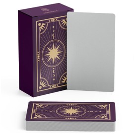 Metaphoracle Create Your Own Oracle Cards - DIY Blank Tarot Cards - Deck of 80 Blank Oracle Cards with Celestial Gold Foil Design - Standard Tarot Card Size 4.75 inches x 2.75 inches (Purple)
