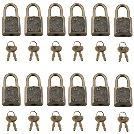 ZZLZX 12PCS Antique Brass Mini Square Lock with Key Vintage Decorative Small Padlock Metal Padlock for Jewellery Organiser Diary for Jewellery Boxes Diary Treasure Chest Toy Boxes Storage Boxes
