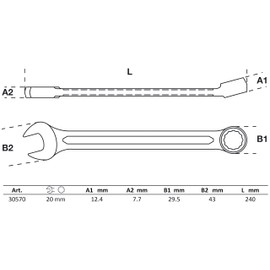 BGS Combination Wrench, 20 mm (1), 30570