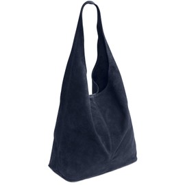 Caspar TL767 Large Leather Women’s Shopper Bag - Blue -