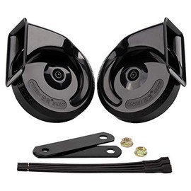 FARBIN Car Horn for Truck Motorcycle High/Low Tone Super Loud Horn 12v Waterproof Electric Horn (Black horn, 12v)