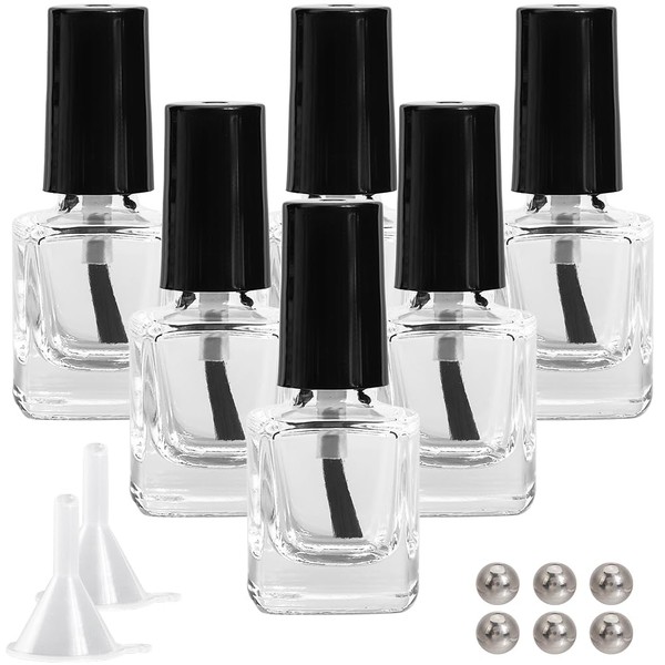 GORGECRAFT 6 Stück 5 ml Transparente Nagellackflaschen Mit Schwarzer Pinselkappe