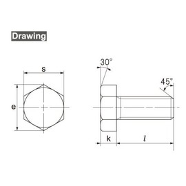 Osato Stainless Steel Hex Bolt, Full Thread, 0.1 inch (4 mm) x Length 0.8 inch (20 mm), Pack of 50 (36159)