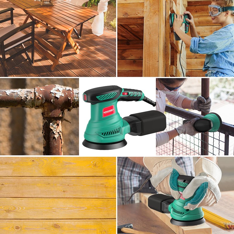 5-Inch Random Orbital Sander, HYCHIKA 13000RPM Electric Orbital Sander with